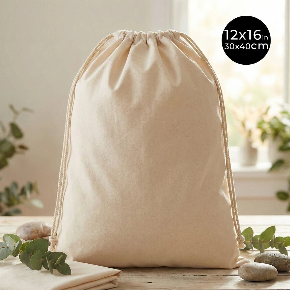 Laminated 12" x 16" (30 x 40 cm) Cotton Drawstring Pouch - 4 oz - Pamusan.com