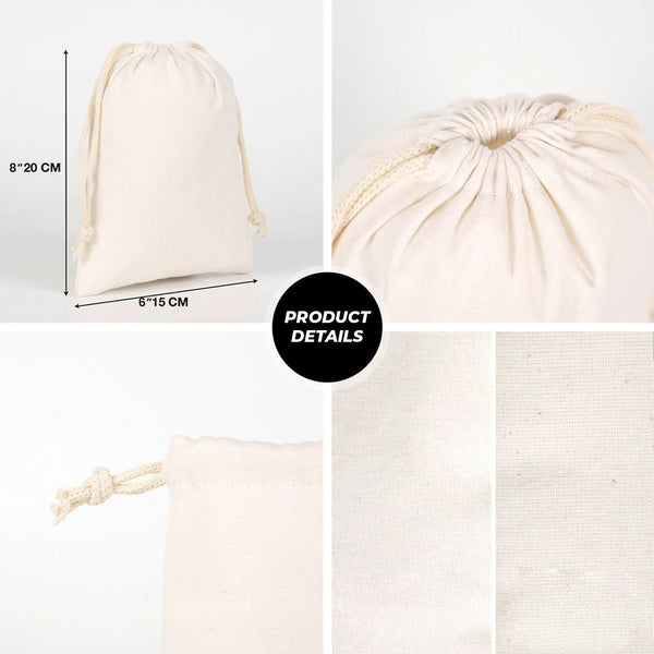 Laminated 6" x 8" (15 x 20 cm) Cotton Drawstring Pouch - 4 oz - Pamusan.com