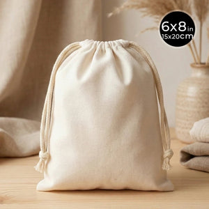 Laminated 6" x 8" (15 x 20 cm) Cotton Drawstring Pouch - 4 oz - Pamusan.com