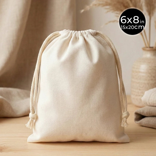 Laminated 6" x 8" (15 x 20 cm) Cotton Drawstring Pouch - 4 oz - Pamusan.com