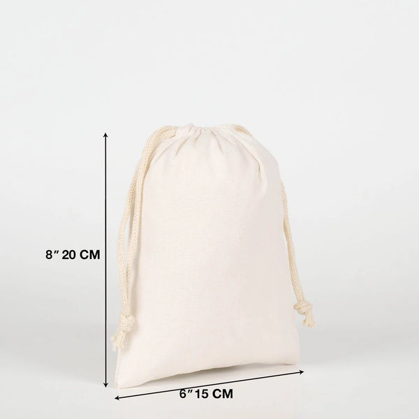 Laminated 6" x 8" (15 x 20 cm) Cotton Drawstring Pouch - 4 oz - Pamusan.com