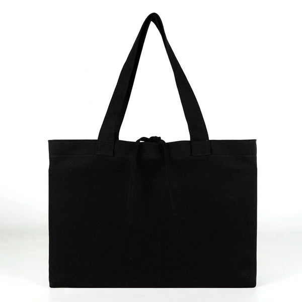 Blank large black canvas tote bag front view – Pamusan.com