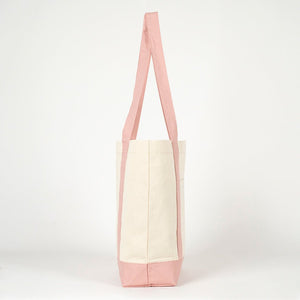 Large Blank Canvas Tote Bag with Pink Handles – 16"x14"x5", Eco - Friendly & Reusable - Pamusan.com