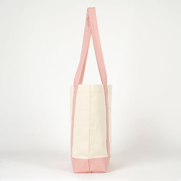 Large Blank Canvas Tote Bag with Pink Handles – 16"x14"x5", Eco - Friendly & Reusable - Pamusan.com