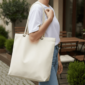 Large Blank Canvas Tote Bag with Zippered Inner Pocket – 19"x16"x4" Heavy - Duty Cotton - Pamusan.com