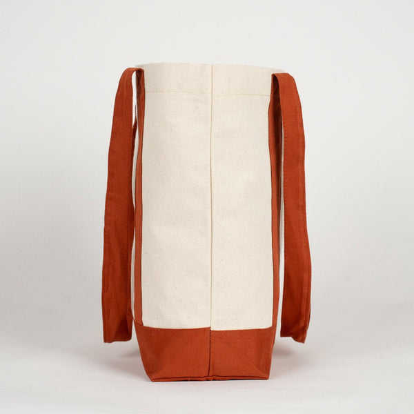 Large Brown Canvas Tote Bag – 16"x14"x5", Eco - Friendly & Reusable Cotton Bag - Pamusan.com