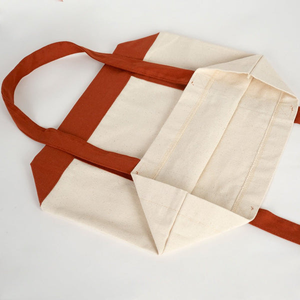 Large Brown Canvas Tote Bag – 16"x14"x5", Eco - Friendly & Reusable Cotton Bag - Pamusan.com