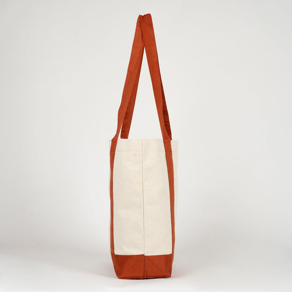 Large Brown Canvas Tote Bag – 16"x14"x5", Eco - Friendly & Reusable Cotton Bag - Pamusan.com
