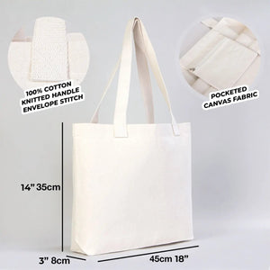 Large Canvas Tote Bag – 18" x 14" x 3" (45 x 35 x 8 cm) | Thick 10 oz Cotton Shopping & Everyday Carry Bag - Pamusan.com