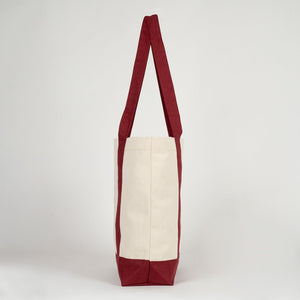 Large Canvas Tote Bag with Burgundy Handles – Sustainable & Heavy Duty Canvas Bag - Pamusan.com