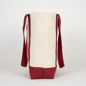 Large Canvas Tote Bag with Burgundy Handles – Sustainable & Heavy Duty Canvas Bag - Pamusan.com