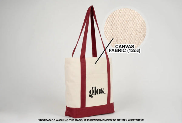Large Canvas Tote Bag with Burgundy Handles – Sustainable & Heavy Duty Canvas Bag - Pamusan.com