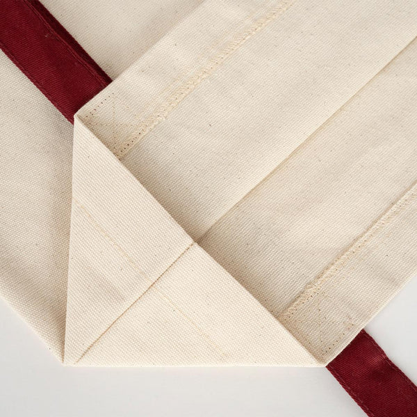 Large Canvas Tote Bag with Burgundy Handles – Sustainable & Heavy Duty Canvas Bag - Pamusan.com