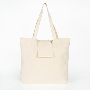 Large Canvas Tote Bag with Inner Pocket & Braided Handles – Natural Cotton 18"x16"x4" - Pamusan.com