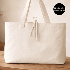 Large Canvas Tote Bag with Long Handles – 18"W x 14"H x 4"L - Pamusan.com
