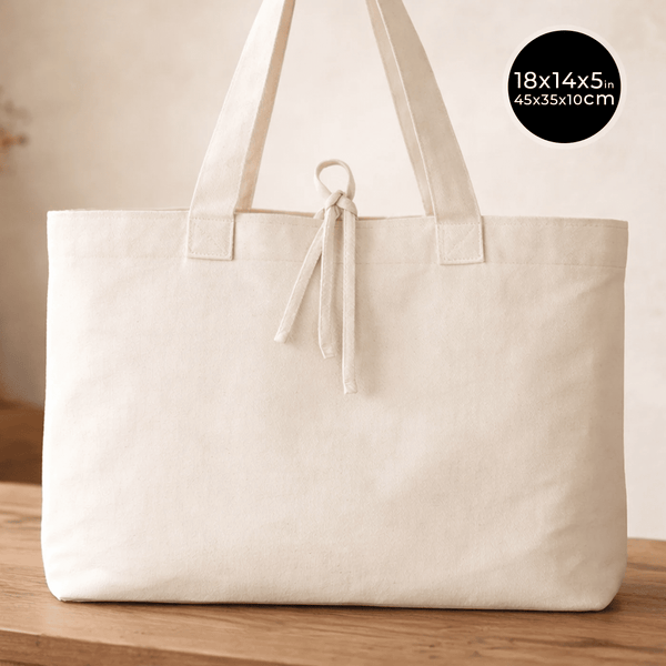 Large Canvas Tote Bag with Long Handles – 18"W x 14"H x 4"L - Pamusan.com