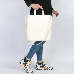 Large Canvas Tote Bag with Long Strap & Short Handles – Natural Cotton Shopping Bag - Pamusan.com