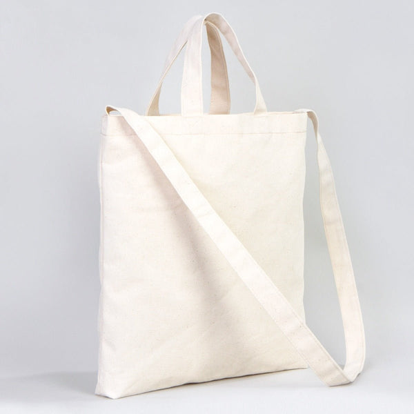 Large Canvas Tote Bag with Long Strap & Short Handles – Natural Cotton Shopping Bag - Pamusan.com