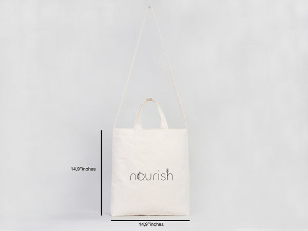 Large Canvas Tote Bag with Long Strap & Short Handles – Natural Cotton Shopping Bag - Pamusan.com