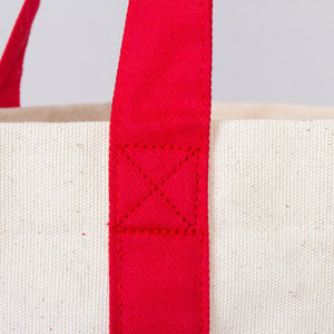 Large Canvas Tote Bag with Red Handles – 16"x14"x5" Eco - Friendly Cotton Shopping Bag - Pamusan.com
