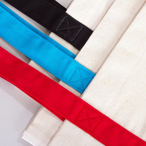 Large Canvas Tote Bag with Red Handles – 16"x14"x5" Eco - Friendly Cotton Shopping Bag - Pamusan.com