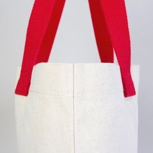 Canvas Tote Bag with Red Woven Handles – 18" × 14" × 3" (45 × 35 × 8 cm) – Thick 10 oz Cotton — view 7 | Pamusan