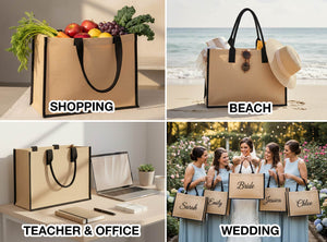 Large Jute Tote Bag 18" x 12" x 6" – Full - Sized, Durable & Eco - Friendly - Pamusan.com