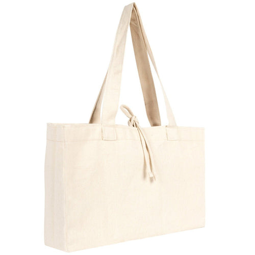 Large Natural Canvas Tote Bag with Long Handles – 18"W x 11"H x 4"L Eco - Friendly Reusable Cotton Bag - Pamusan.com