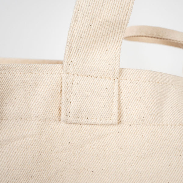 Large Natural Canvas Tote Bag with Long Handles – 18"W x 11"H x 4"L Eco - Friendly Reusable Cotton Bag - Pamusan.com