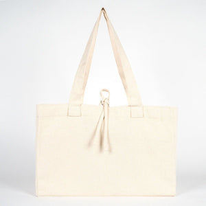 Large Natural Canvas Tote Bag with Long Handles – 18"W x 11"H x 4"L Eco - Friendly Reusable Cotton Bag - Pamusan.com