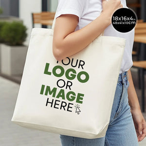 Large Size Canvas Tote Bags, 18"W x 16"H x 4"L Personalized Bag, Cotton Organic Bags,Shopping Bags - Pamusan.com