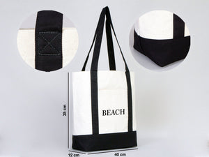 Large Trend Canvas Shopping Bag with Black Handle, 16"W x 14"H x 5"L, Large Tote Bag 12 Oz, Personalized - Pamusan.com