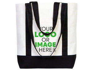 Large Trend Canvas Shopping Bag with Black Handle, 16"W x 14"H x 5"L, Large Tote Bag 12 Oz, Personalized - Pamusan.com