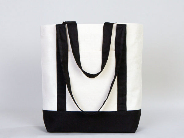 Large Trend Canvas Shopping Bag with Black Handle, 16"W x 14"H x 5"L, Large Tote Bag 12 Oz, Personalized - Pamusan.com