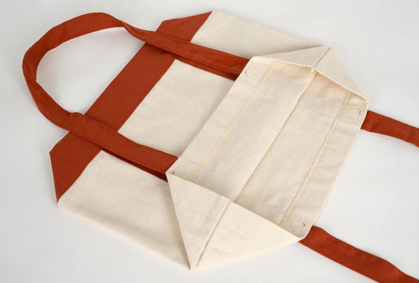 Large Trend Canvas Shopping Bag with Brown Handle, 16"W x 14"H x 5"L, Large Tote Bag 12 Oz, Personalized - Pamusan.com