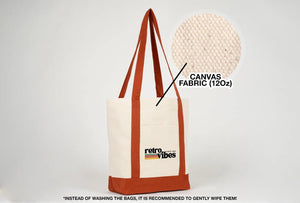 Large Trend Canvas Shopping Bag with Brown Handle, 16"W x 14"H x 5"L, Large Tote Bag 12 Oz, Personalized - Pamusan.com