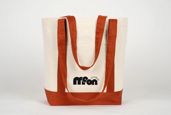 Large Trend Canvas Shopping Bag with Brown Handle, 16"W x 14"H x 5"L, Large Tote Bag 12 Oz, Personalized - Pamusan.com