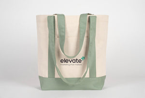 Large Trend Canvas Shopping Bag with Mint Handle, 16"W x 14"H x 5"L, Large Tote Bag 12 Oz, Personalized - Pamusan.com