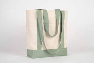 Large Trend Canvas Shopping Bag with Mint Handle, 16"W x 14"H x 5"L, Large Tote Bag 12 Oz, Personalized - Pamusan.com