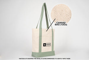 Large Trend Canvas Shopping Bag with Mint Handle, 16"W x 14"H x 5"L, Large Tote Bag 12 Oz, Personalized - Pamusan.com
