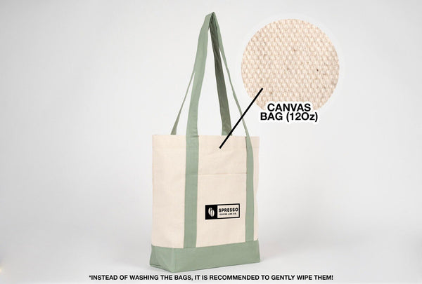 Large Trend Canvas Shopping Bag with Mint Handle, 16"W x 14"H x 5"L, Large Tote Bag 12 Oz, Personalized - Pamusan.com