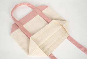 Large Trend Canvas Shopping Bag with Pink Handle, 16"W x 14"H x 5"L, Large Tote Bag 12 Oz, Personalized - Pamusan.com