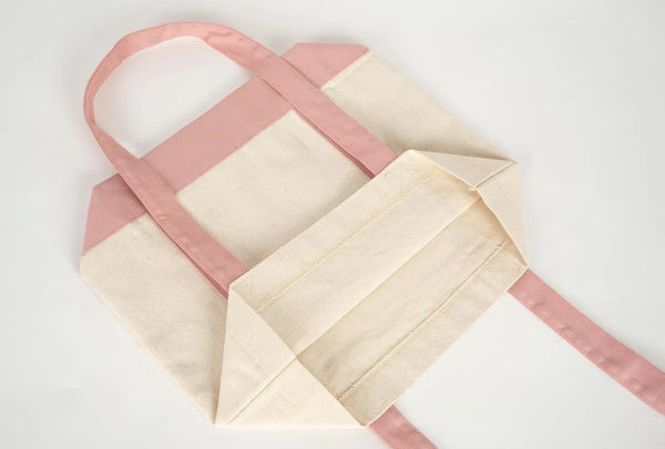 Large Trend Canvas Shopping Bag with Pink Handle, 16"W x 14"H x 5"L, Large Tote Bag 12 Oz, Personalized - Pamusan.com