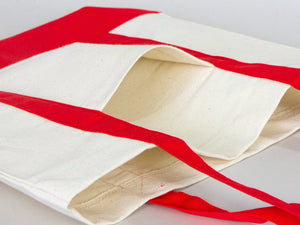 Large Trend Canvas Shopping Bag with Red Handle, 16"W x 14"H x 5"L, Large Tote Bag 12 Oz, Personalized - Pamusan.com