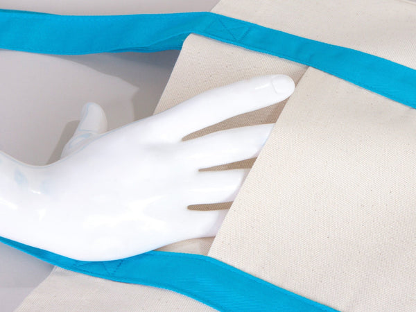 Large Trend Canvas Shopping Bag with Turquoise Handle, 16"W x 14"H x 5"L, Large Tote Bag 12 Oz, Personalized - Pamusan.com