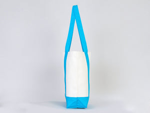 Large Trend Canvas Shopping Bag with Turquoise Handle, 16"W x 14"H x 5"L, Large Tote Bag 12 Oz, Personalized - Pamusan.com