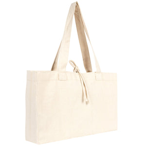 Large Natural Canvas Tote Bag with Long Handles – 18"W x 11"H x 4"L Eco-Friendly Reusable Cotton Bag