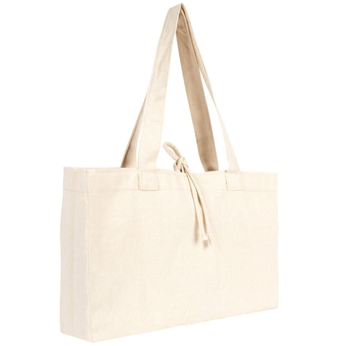 Large Natural Canvas Tote Bag with Long Handles – 18"W x 11"H x 4"L Eco-Friendly Reusable Cotton Bag