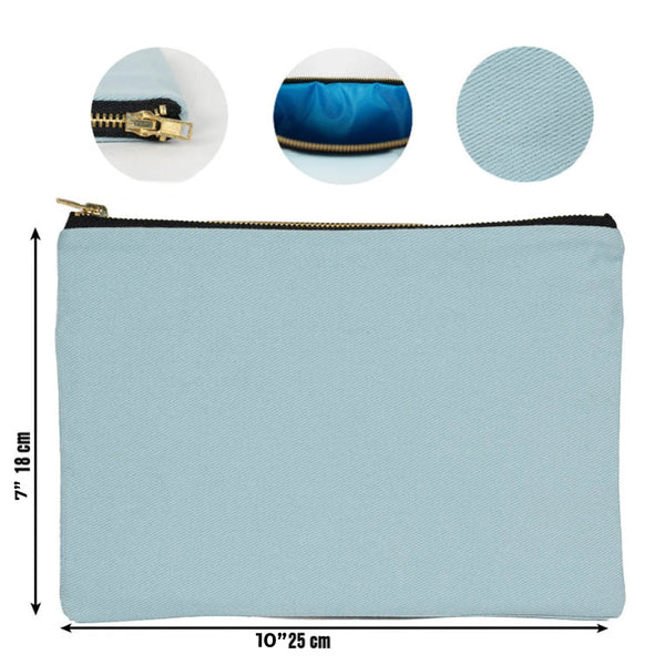 Light Blue Canvas Zippered Clutch Pouch – 10" × 7" (25 × 18 cm) – 10 oz - Pamusan.com