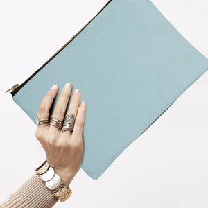 Light Blue Canvas Zippered Clutch Pouch – 10" × 7" (25 × 18 cm) – 10 oz - Pamusan.com
